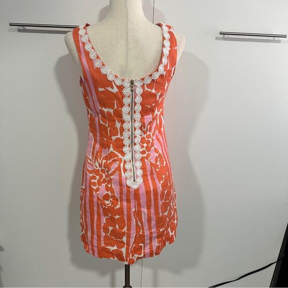 Lilly Pulitzer Size 4 Orange Pink Giraffe Print Mini Dress Summer Chic Coastal - Picture 4 of 16